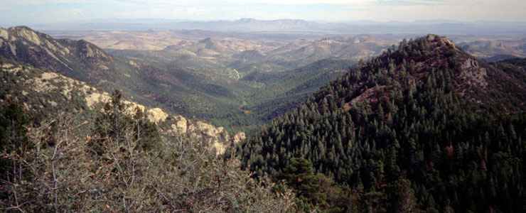 Geronimo Trail Scenic Byway: A view at Emory Pass along the byway The view east from Emory Pass on the Geronimo Trail Scenic Byway