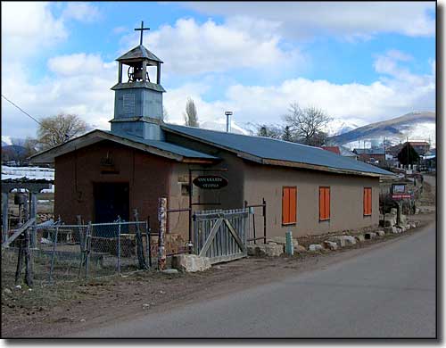 The High Road to Taos: View of an old converted church in Truchas An old church (now artist studio) in Truchas
