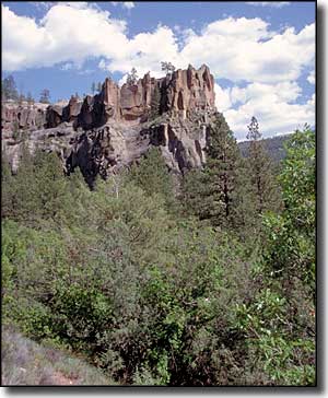 Jemez Mountain Trail: A view of Battleship Rock Battleship Rock along the Jemez Mountain Trail