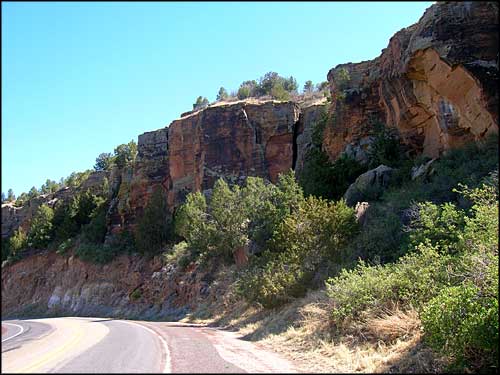 The volcanic shelf that underlies the mesa top