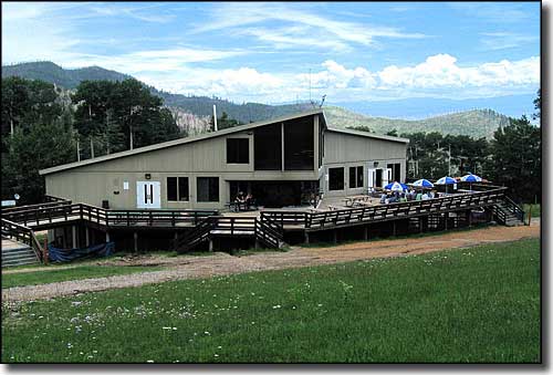 A summer view of the Pajarito Mountain Ski Area lodge Pajarito Mountain Ski Lodge