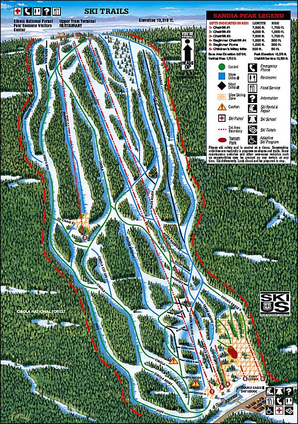 Ski trails map for Sandia Peak Ski Area Sandia Peak Ski Area trails