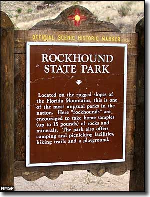 Rockhound State Park: View of a sign at the entrance to the park Sign at the entrance to Rockhound State Park