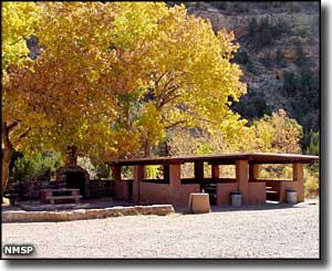 View of a group picnic shelter at Villanueva State Park Villanueva State Park group picnic shelter
