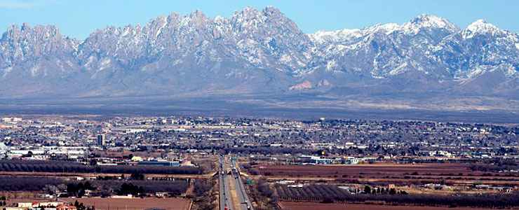 Las Cruces from the south on Interstate 10