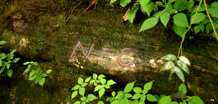 The inscription on Ellicott's Rock