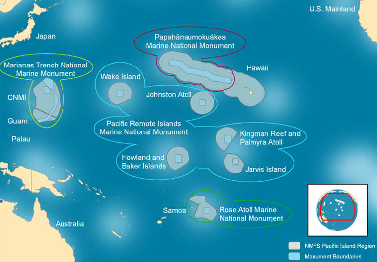 Pacific Remote Islands Marine National Monument map Map of the Pacific Remote Islands Marine National Monument