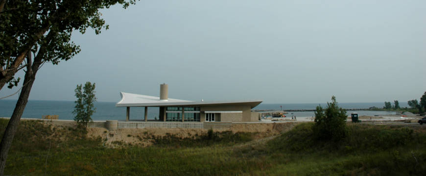 A view of the Portage Lakefront Visitor Center at Indiana Dunes National Lakeshore