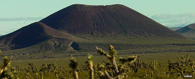 A typical volcanic cinder cone in the desert