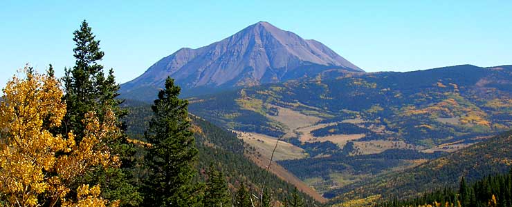 The West Spanish Peak rises across the Cuchara Valley