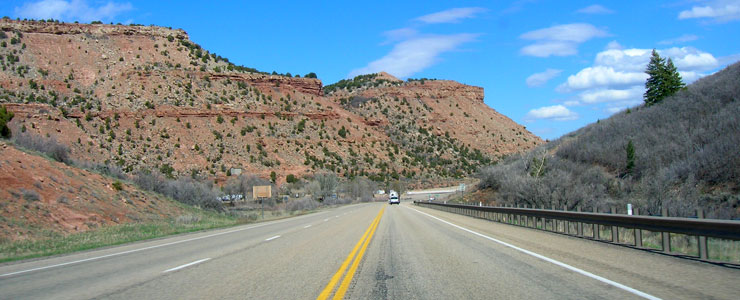 A large part of the Utah section of the Dinosaur Diamond Prehistoric Highway looks like this