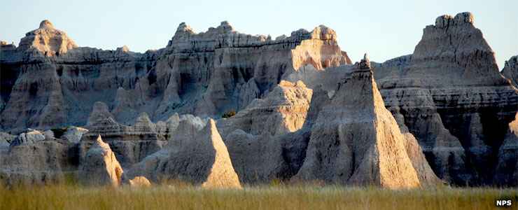 A view of eroded formations in the early morning