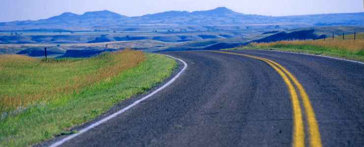 Typical grassy prairie view along the Native American Scenic Byway