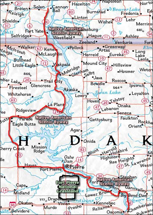 Map of the Native American Scenic Byway area