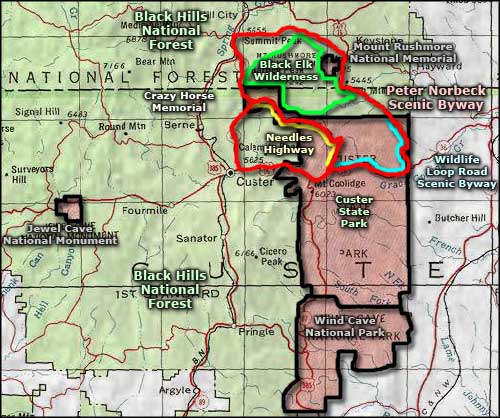 Peter Norbeck Scenic Byway area map