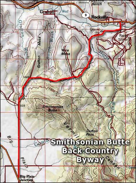 Map of the Smithsonian Butte Backcountry Byway area Smithsonian Butte Backcountry Byway map