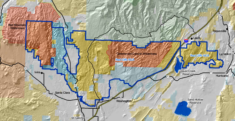 Map of the Red Cliffs National Conservation Area