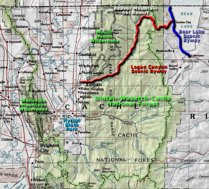 Cache County, UT area map Map of the Cache County area