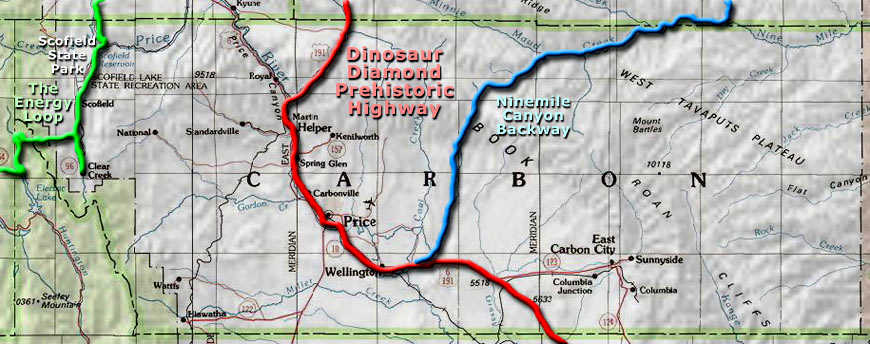 Carbon County, UT area map Map of the Carbon County, UT area