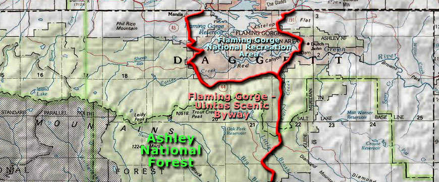 Map of the Daggett county, UT area Area map of Daggett County