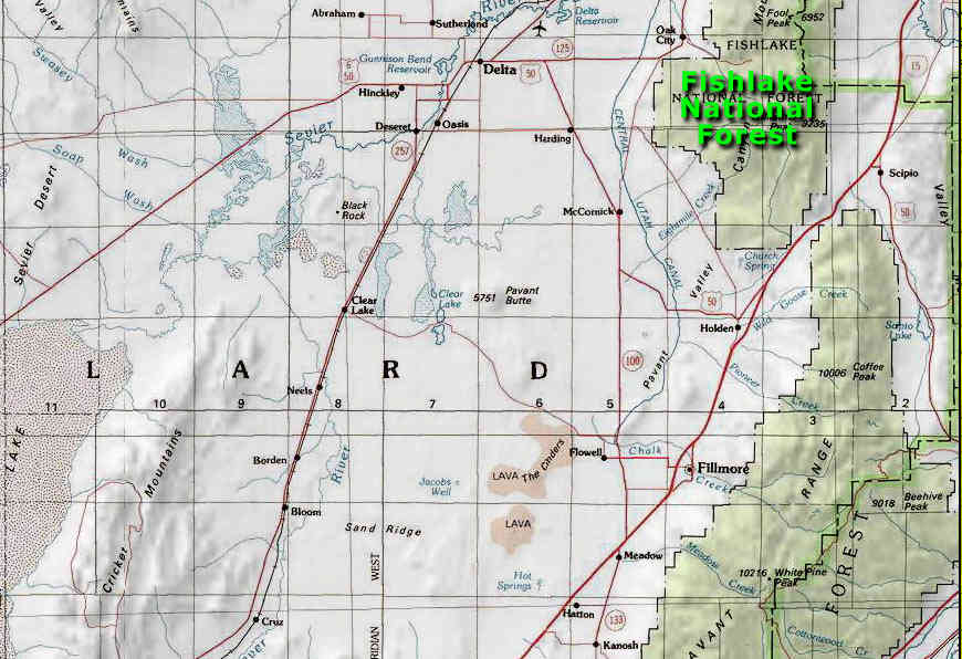 Map of the Millard county area Area map of Millard County