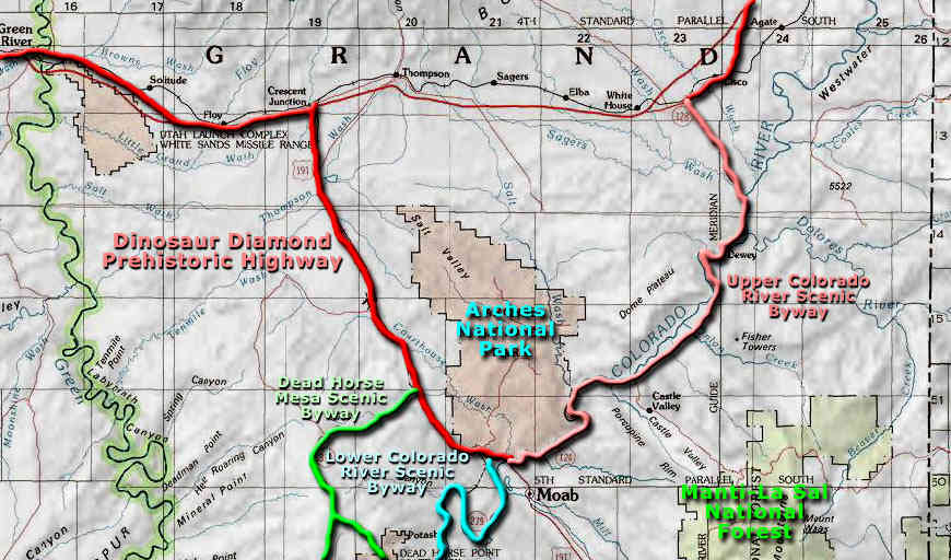 Grand County, UT map Map of the Grand County area