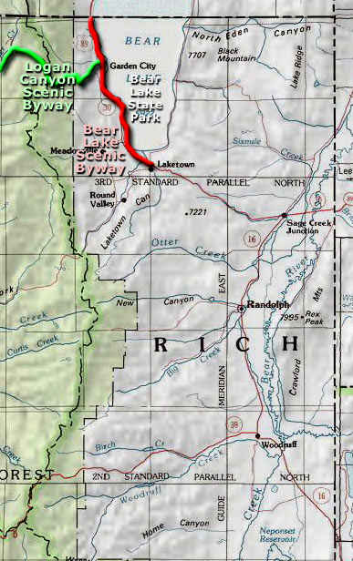 Map of the Rich county area Rich County area map