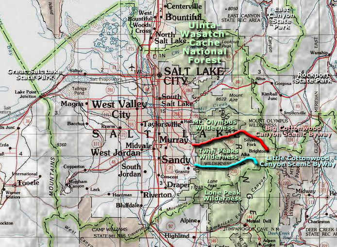 Salt Lake County area map Map of the Salt Lake County area