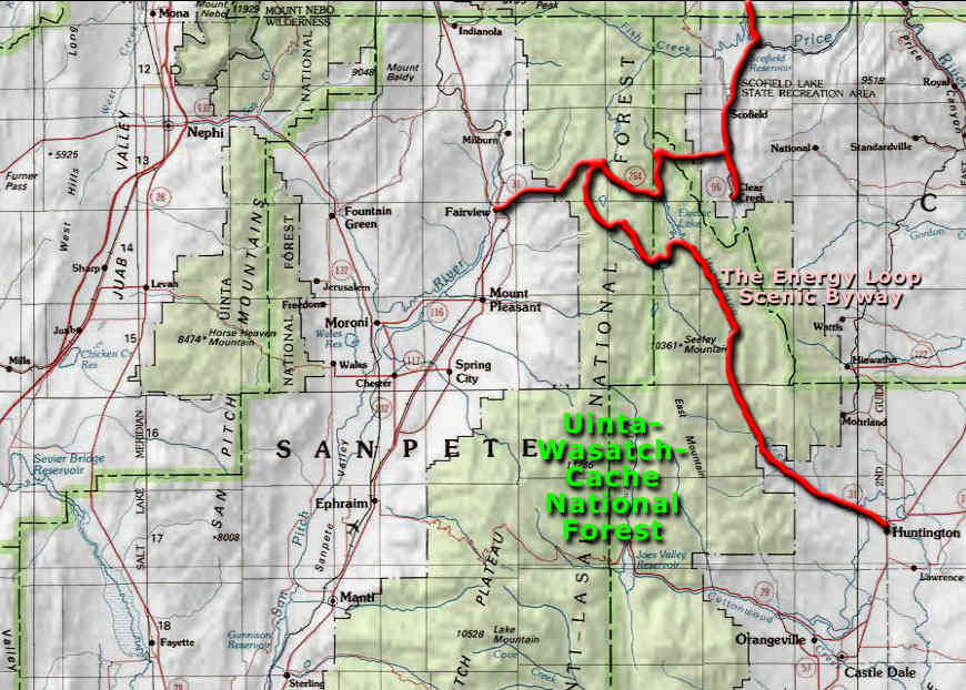 Map of the Sanpete County area Sanpete County area map