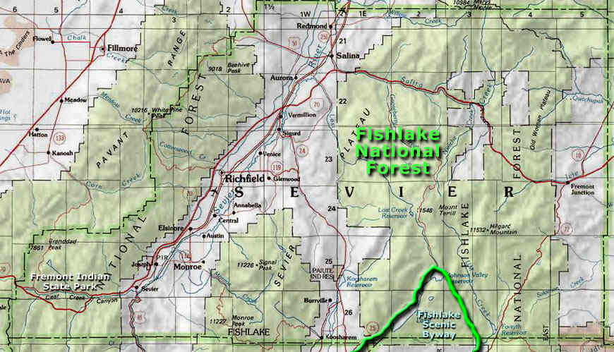 Map of the Sevier County area Sevier county area map