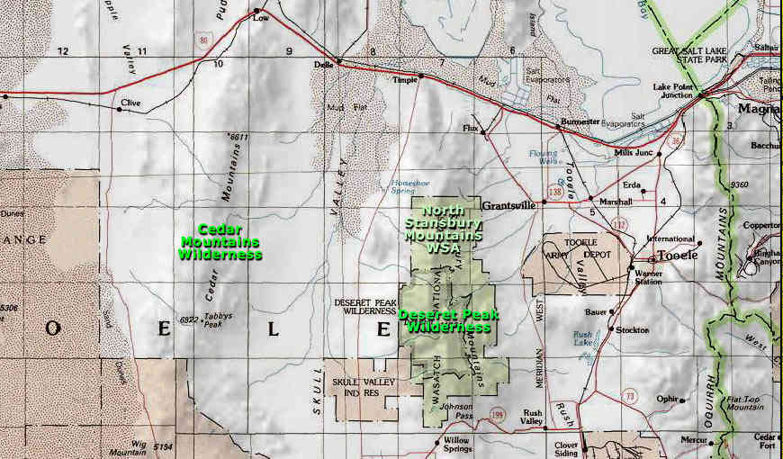 Tooele County area map Map of Tooele county, UT