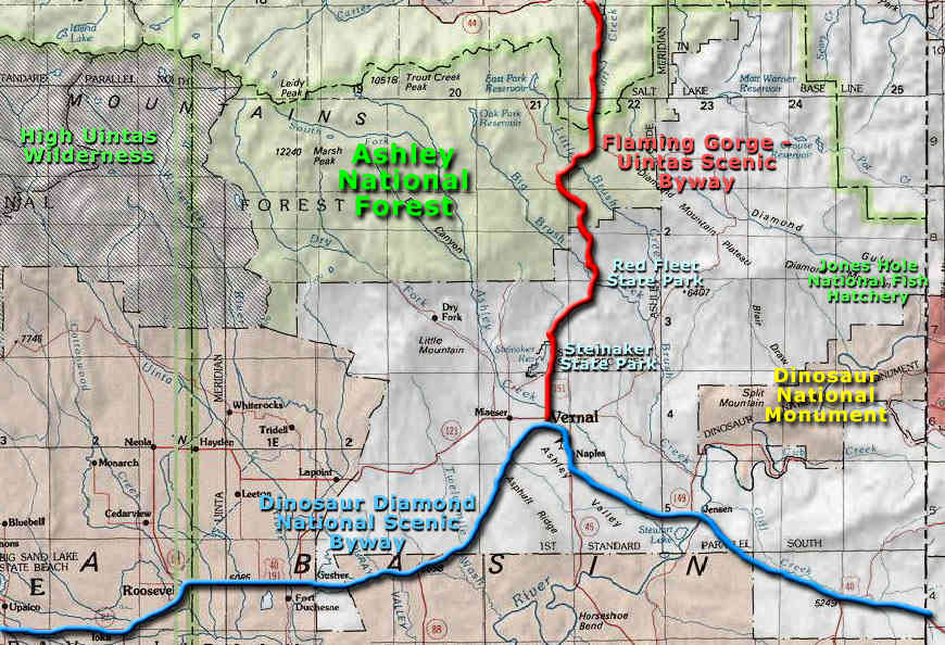 Map of the Uintah County area Uintah county, Utah area map