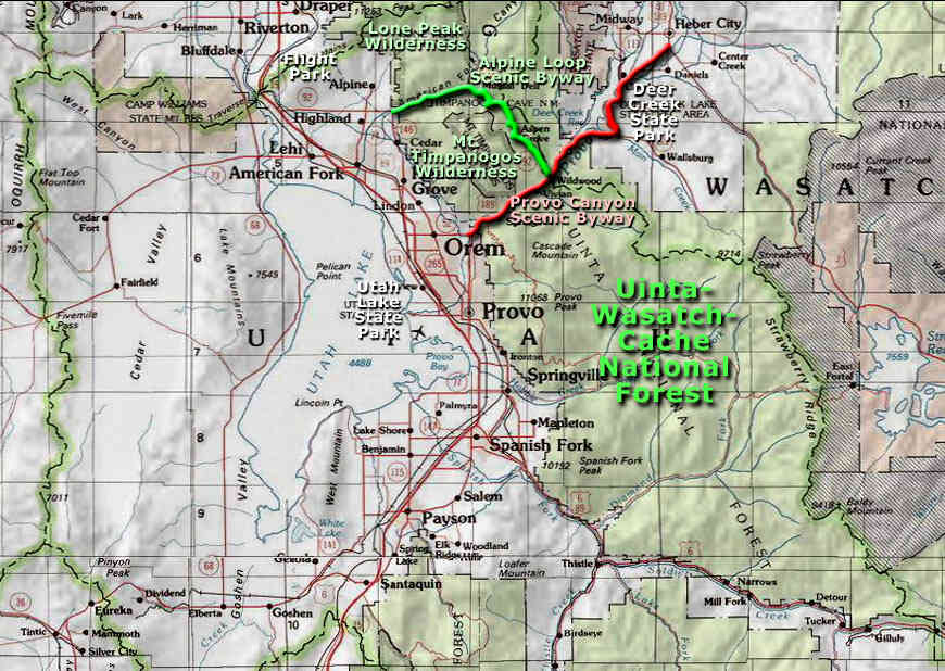 Utah county area map Map of the Utah County area