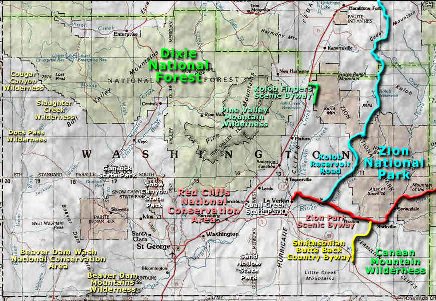Map of the Washington County area Washington county, Utah area map