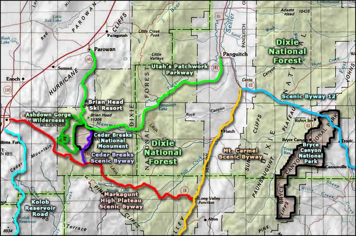 Cedar Breaks area map
