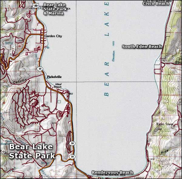 Map of the Bear Lake State Park area
