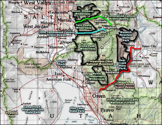 Provo Canyon Scenic Byway area map
