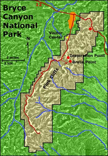 Map of Bryce Canyon National Park
