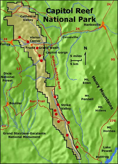 Map of Capitol Reef National Park