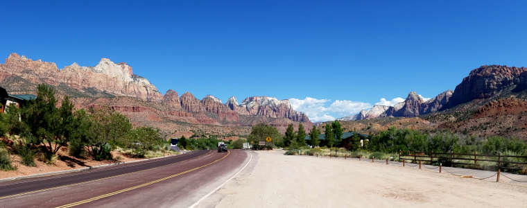 Coming to the south entrance of Zion National Park