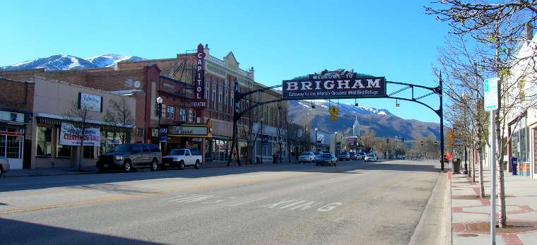 Brigham City, UT: The Welcome sign in downtown The Welcome sign in Brigham City, Utah