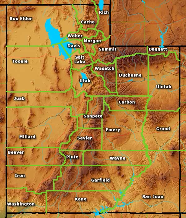 Map of Utah map of Utah