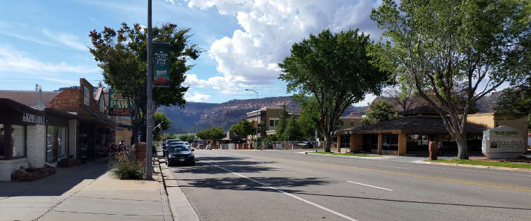 Kanab, UT: A view in downtown Kanab Downtown in Kanab