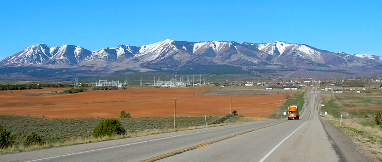 San Juan County, UT: A view of the Abajo Mountains over Monticello The Abajo Mountains over Monticello in San Juan County