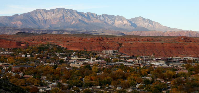 St. George, UT: A view north across town St. George, Utah