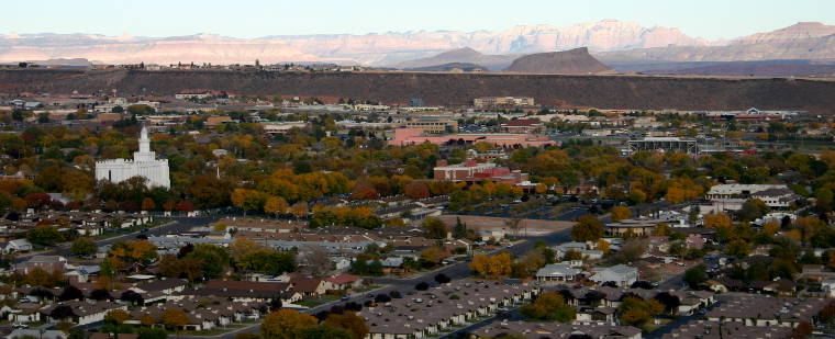 St. George, UT: A view across town to the east Looking east in St. George