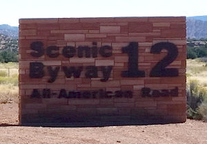 The Highway 12 Scenic Byway sign near Torrey