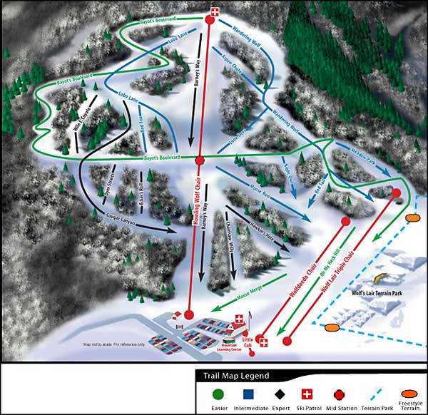 Ski trails map for Wolf Mountain Ski Resort Wolf Mountain Ski Resort