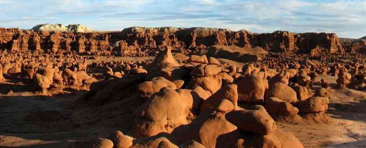 A view of goblins, hoodoos and other eroded features at Goblin Valley State Park