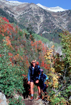 Hikers on Monument Trail, off the Nebo Loop Scenic Byway